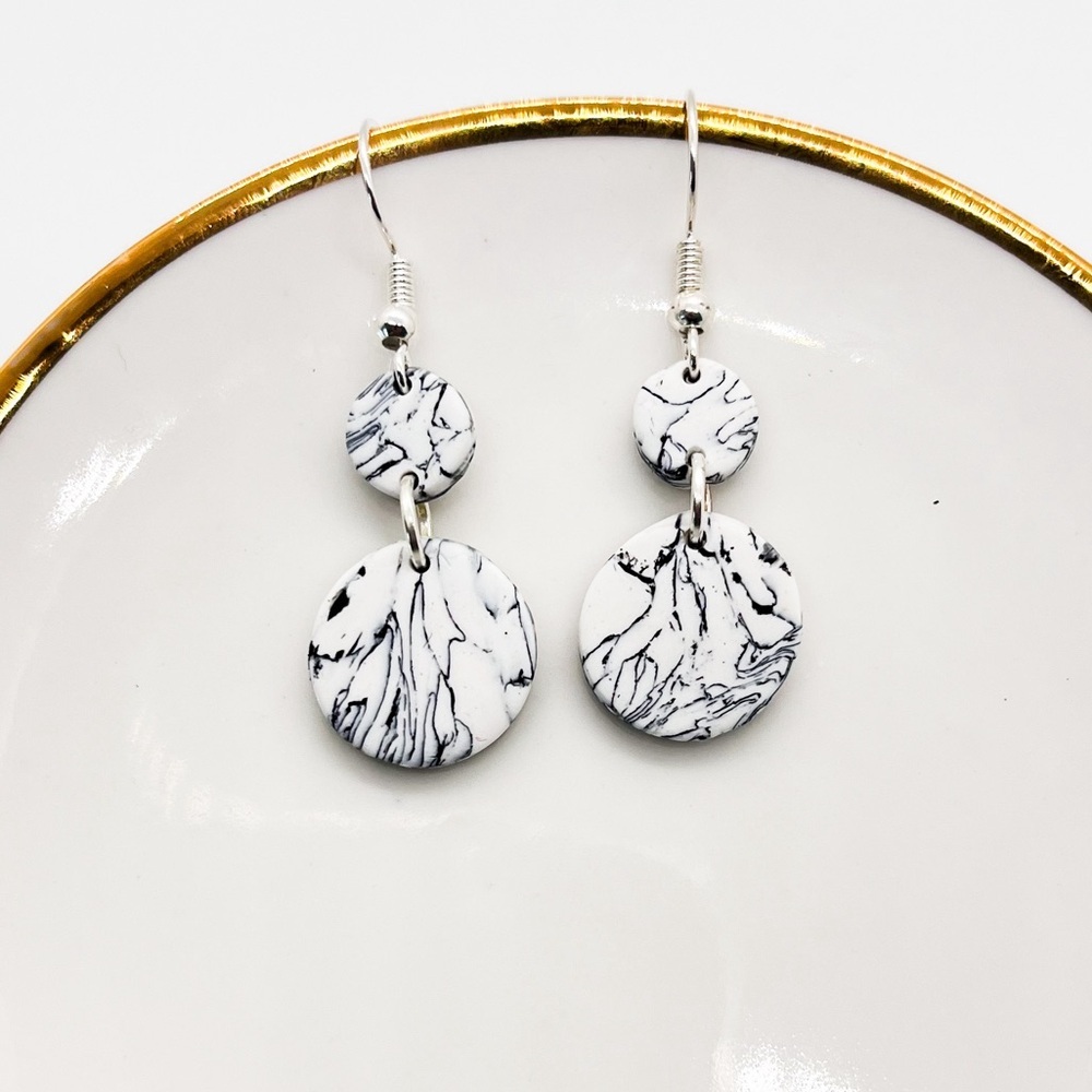 Black & White Marble Pendant Earrings
